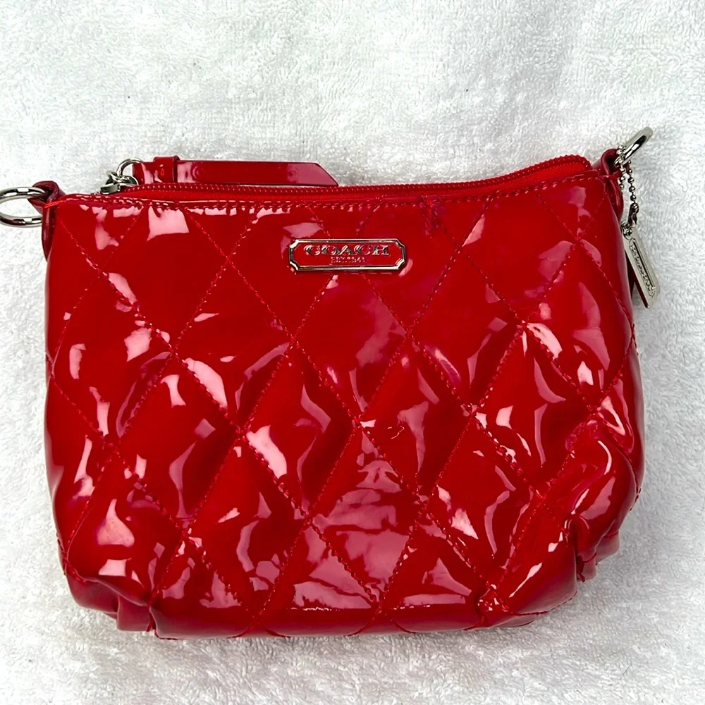 Coach Poppy Willis Red Quilted Patent Leather Crossbody Bag - Picture 12 of 14